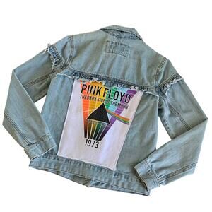 Via Penny Lane Reworked Apparel | Pink Floyd Custom Distressed Denim Jacket